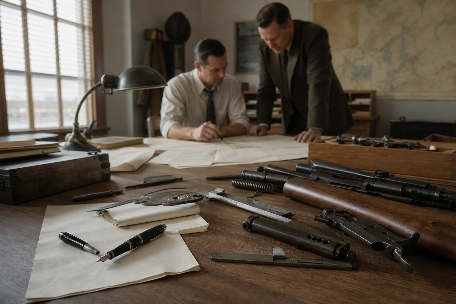 A vintage office scene evoking the company’s founding era in the late 1940s.