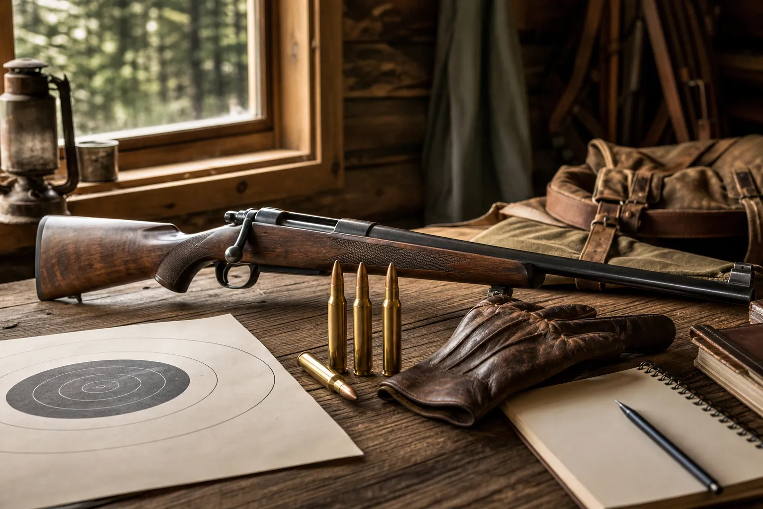 A safe tabletop display suggests the history and big bore hunting idea behind the cartridge.